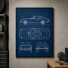 Vintage Coupe Garage Blueprint Framed Print - Garage Wall Art product image