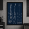 Electric Guitar Workshop Blueprint Framed Print - Workshop Wall Art product image