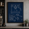 Espresso Machine Blueprint Framed Print - Workshop Wall Art product image