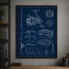 Fishing Tackle Blueprint Framed Print - Workshop Wall Art product image