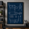 Smoker Grill Blueprint Framed Print - Workshop Wall Art product image