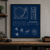 Hi-Fi Turntable Blueprint Framed Print - Workshop Wall Art product image