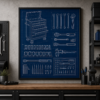 Mechanic Tool Chest Blueprint Framed Print - Garage Wall Art product image