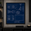 Home Cinema Projector Blueprint Framed Print - Workshop Wall Art product image