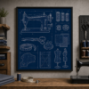 Sewing Machine Blueprint Framed Print - Studio Wall Art product image