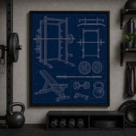 Garage Gym Blueprint Framed Print - Garage Wall Art