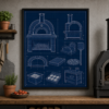 Pizza Oven Blueprint Framed Print - Workshop Wall Art product image