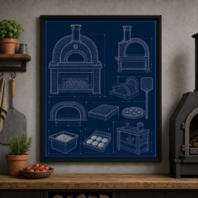 Pizza Oven Blueprint Framed Print - Workshop Wall Art