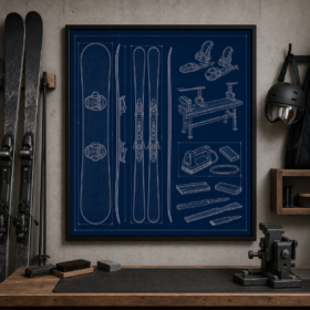 Ski Snowboard Tuning Blueprint Framed Print - Workshop Wall Art
