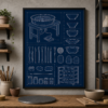 Pottery Studio Blueprint Framed Print - Studio Wall Art product image